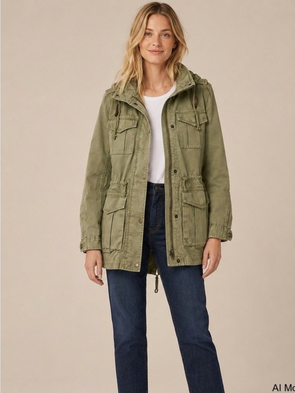 J.Crew Women's Khaki Utility Anorak Jacket, Size L / XL, Excellent condition
